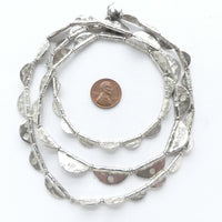 Thai Silver, Graduated, Stamped, Half Moon Beads on 32-inch Strand