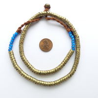 Snake Beads, Brass from India, 6mm on 22-inch Strand with Glass Beads