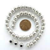 Thai Silver, Large Hole Round Beads with Stamping, 5x8mm, Sold Individually