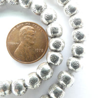 Thai Silver, Large Hole Round Beads with Stamping, 5x8mm, Sold Individually