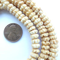 Bone, Ruffled Edge Beads 3x9mm, Long Strand