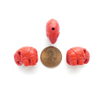 Cinnabar Elephants, 15x10mm, Set of 3