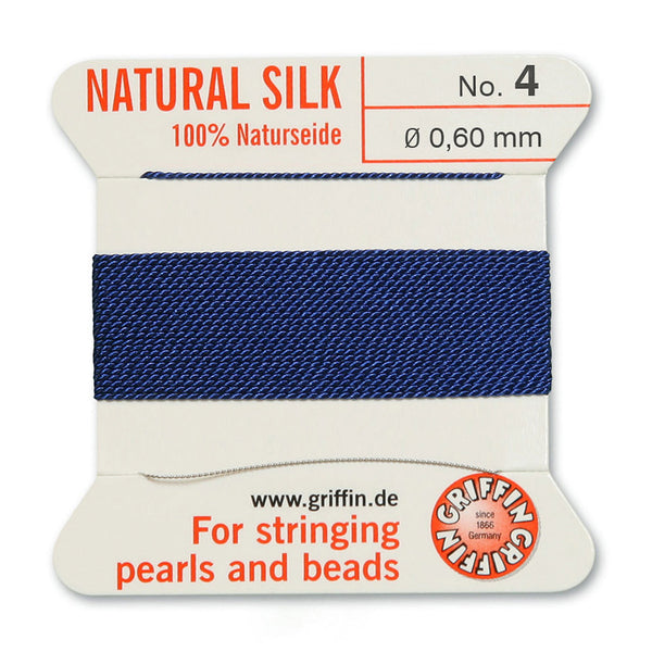 Silk, Carded 2 Meters with Needle, Dark Blue Size 4