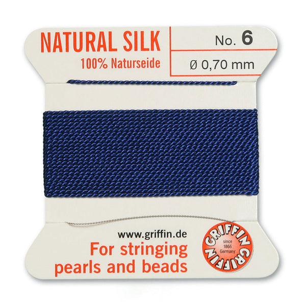 Silk, Carded 2 Meters with Needle, Dark Blue Size 6