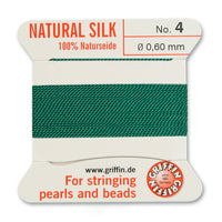 Silk, Carded 2 Meters with Needle, Dark Green Size 4