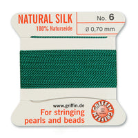 Silk, Carded 2 Meters with Needle, Dark Green Size 6