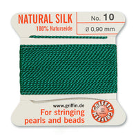 Silk, Carded 2 Meters with Needle, Dark Green Size 10