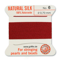 Silk, Carded 2 Meters with Needle, Garnet Size 6