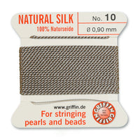 Silk, Carded 2 Meters with Needle, Grey Size 10