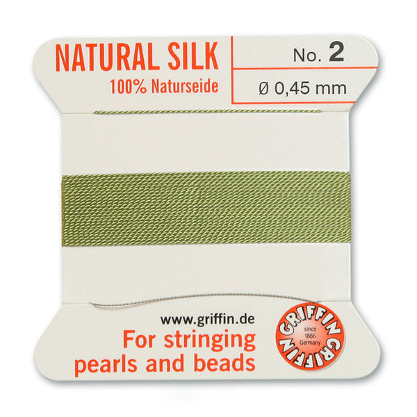 Silk, Carded 2 Meters with Needle, Jade Size 2