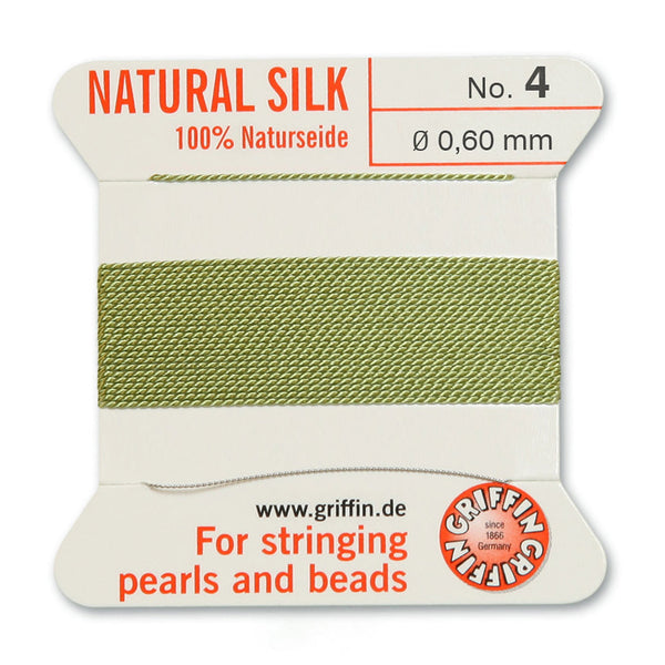 Silk, Carded 2 Meters with Needle, Jade Size 4