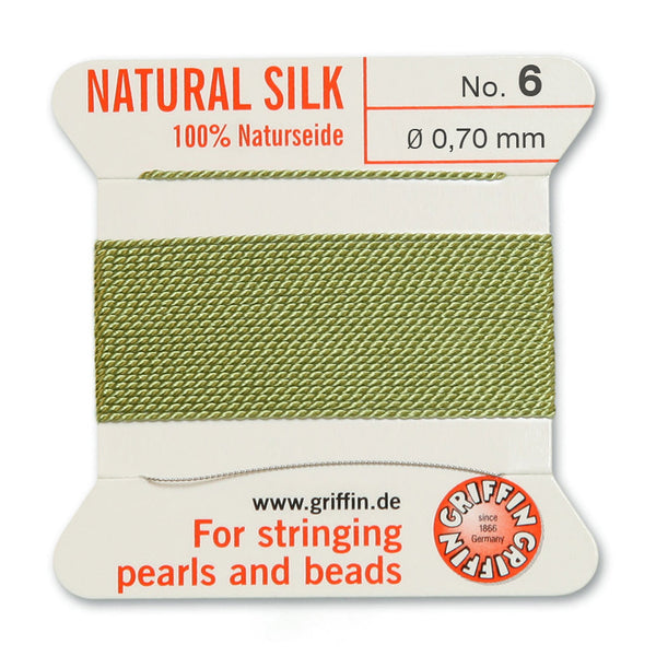 Silk, Carded 2 Meters with Needle, Jade Size 6