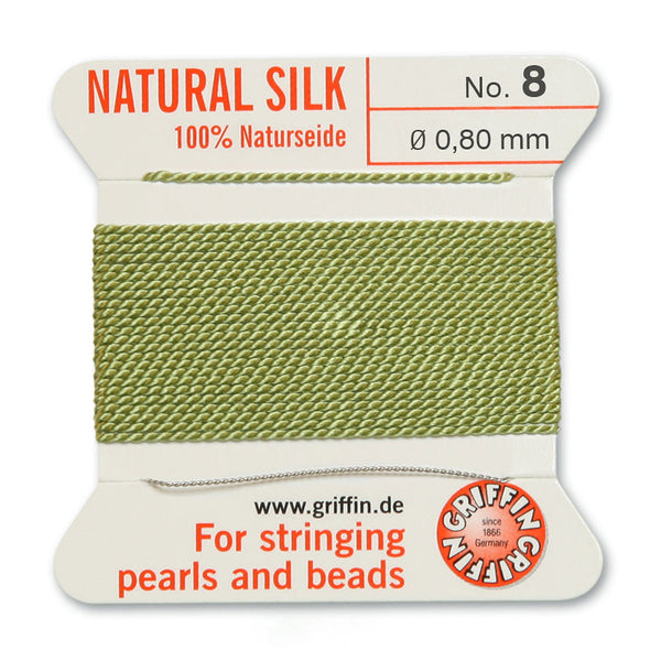 Silk, Carded 2 Meters with Needle, Jade Size 8