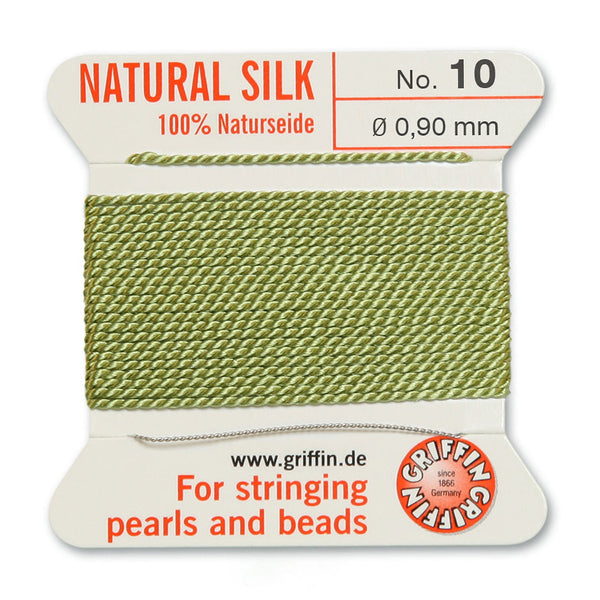 Silk, Carded 2 Meters with Needle, Jade Size 10