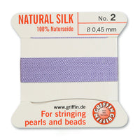 Silk, Carded 2 Meters with Needle, Lilac Size 2