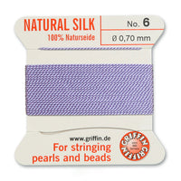 Silk, Carded 2 Meters with Needle, Lilac Size 6