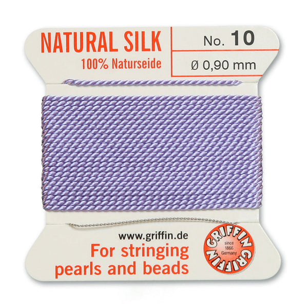 Silk, Carded 2 Meters with Needle, Lilac Size 10