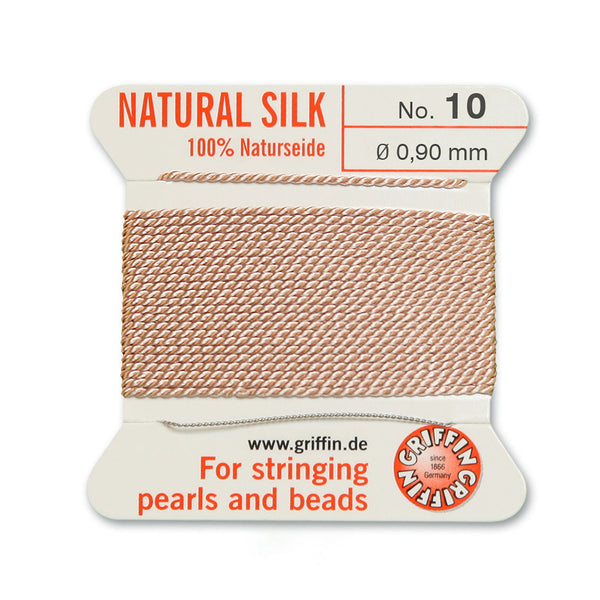 Silk, Carded 2 Meters with Needle, Light Pink Size 10