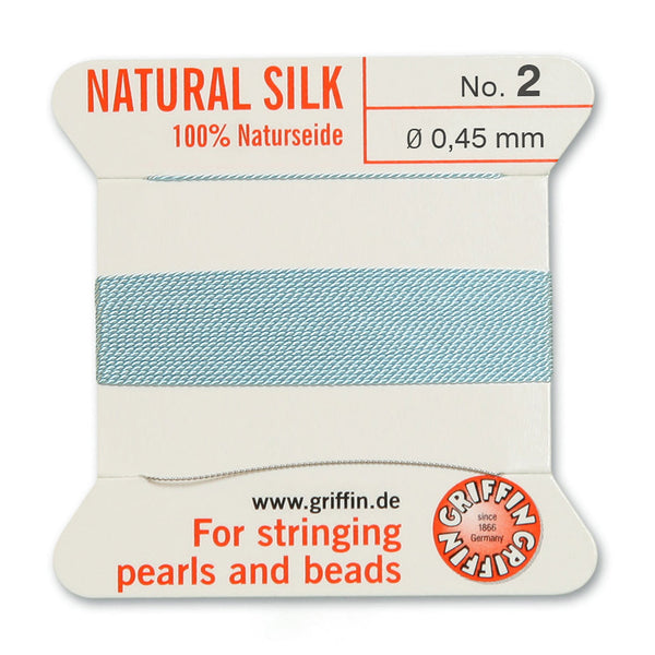 Silk, Carded 2 Meters with Needle, Light Turquoise Size 2