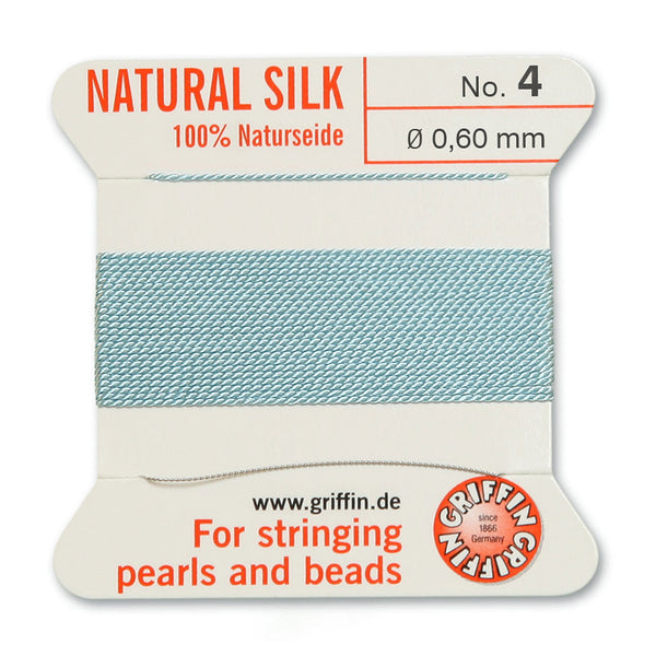 Silk, Carded 2 Meters with Needle, Light Turquoise Size 4