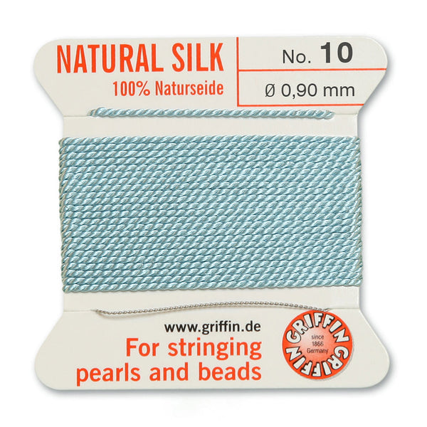 Silk, Carded 2 Meters with Needle, Light Turquoise Size 10