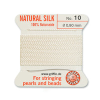 Silk, Carded 2 Meters with Needle, White Size 10