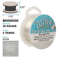 Wire, 20 gauge Soft, Tarnish Resistant Silver Color, 6 yard spools