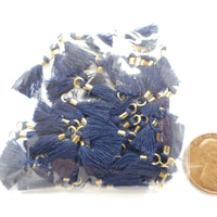 Tassels, 15mm Long Micro Tassels, Blue, Set of 50