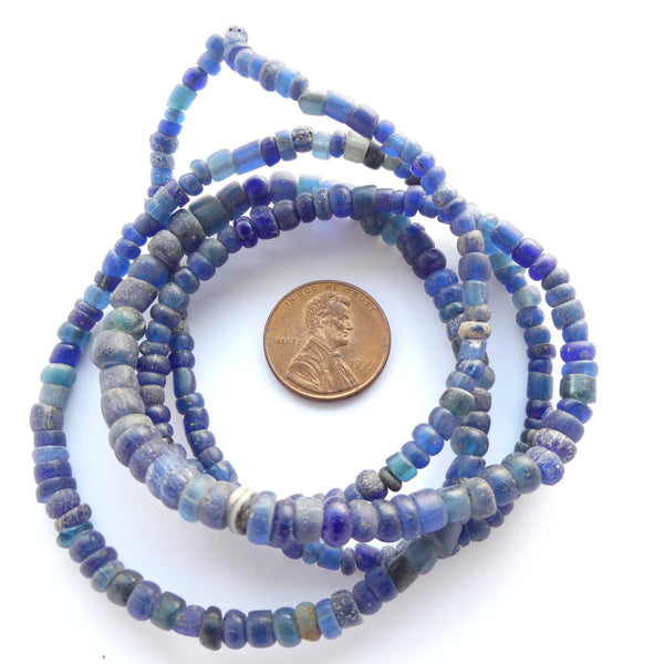 Indo-Pacific Beads, 4-5mm Blue, X-Long Graduated Strand