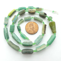 Ancient Glass Made into New Beads, Green Tubes