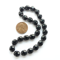 Czech Glass Molded Nuggets, 9x8mm, Black on Short Strands