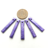 Dichroic Glass, Mini Pendants, Iridesent blue-violet, 5x30mm, Set of 5