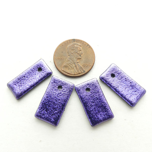 Dichroic Glass, Mini Pendants, Blue-Violet Rectangles with Hole, 10x18, Set of 410