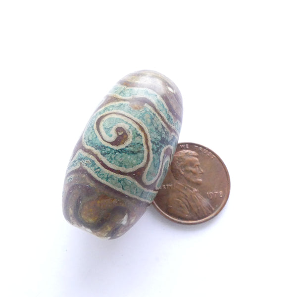 Rene Roberts, Moss Series Bead, Winding River Blues & Brown, 35x18mm