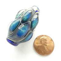 Tom Boylan Bead, Medium Long with Blue Eyes, 37x22mm