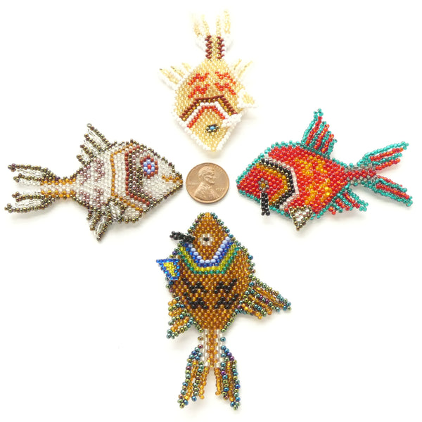 Beaded Fish Embellishments for Wearables, 3 inches long, Sets of 4