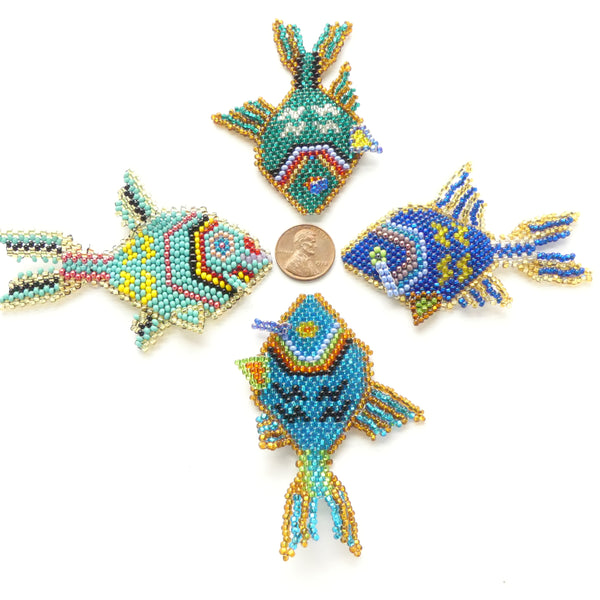 Beaded Fish Embellishments for Wearables, 3 Inches Long, Sets of 4
