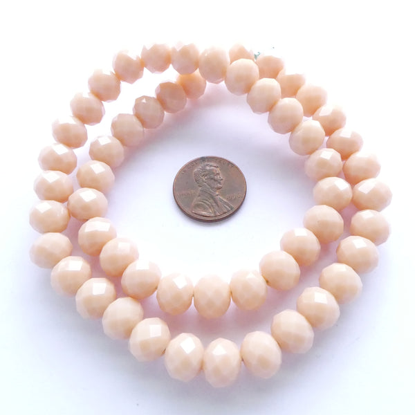Faceted Crystal "Dragon Crystal" 8x10mm Peachy Pink on 16-inch Strands