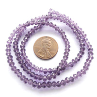 Faceted Glass "Dragon Crystal" 3x4mm Purple Translucent on 16-inch Strands