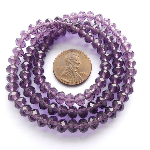 Faceted Glass "Dragon Crystal" 4x6mm Purple Translucent on 17-inch Strands