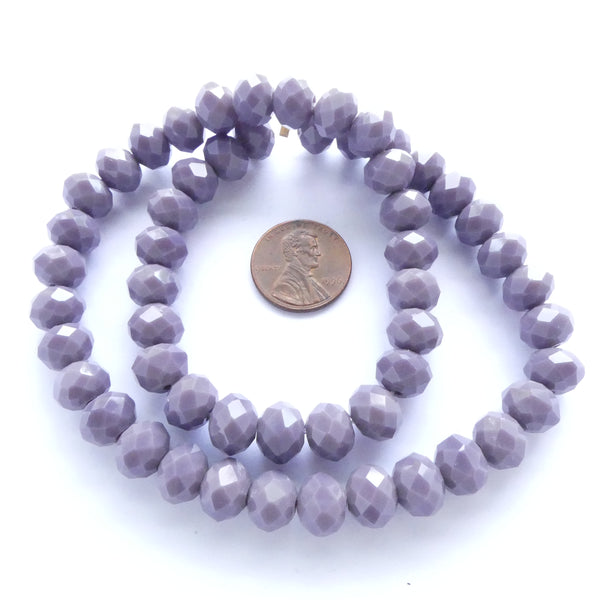 Faceted Glass "Dragon Crystal" 8x10mm Lavender Opaque on 17-inch Strands
