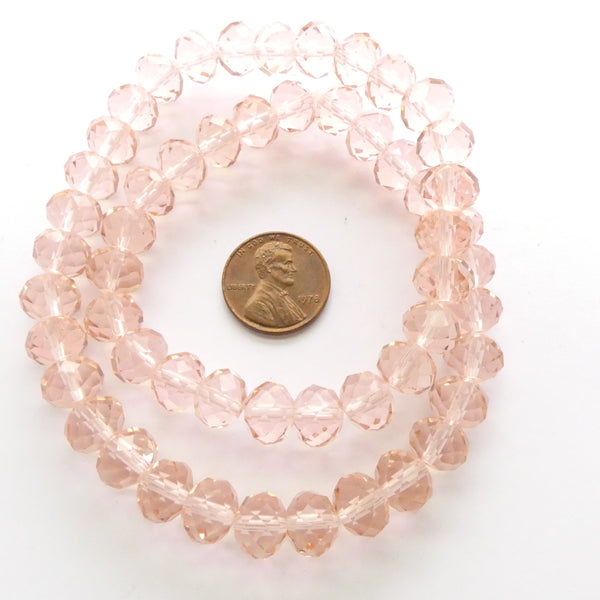 Faceted Glass "Dragon Crystal" 8x10mm, Peachy Pink