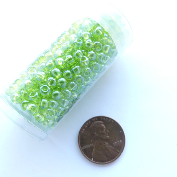 Seed Beads, Size 6, Light Olivine Luster