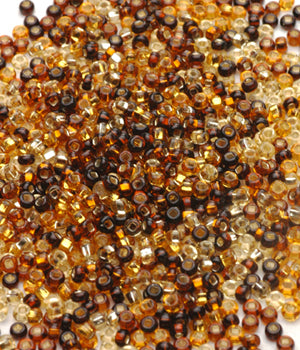 Seed Beads, Size 8, Mix Silver-lined Tortoise