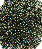 Seed Beads, Size 8, Green Iris