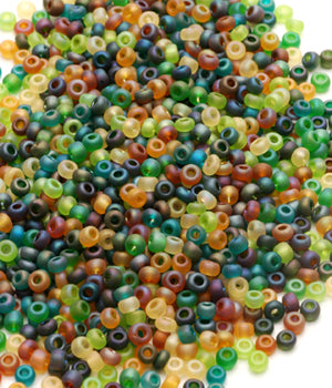 Seed Beads, Size 8, Matte "Rain Forest Mix"