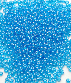 Seed Beads, Size 8, Translucent Aqua Luster
