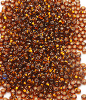 Seed Beads, Size 8, Silver-Lined Dark Amber