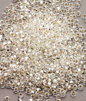 Seed Beads, Size 8, Silver-lined Crystal