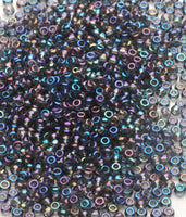 Seed Beads, Size 8, Black Diamond (Translucent Grey) AB